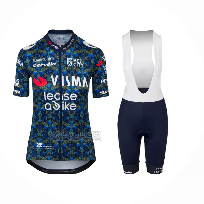2024 Cycling Jersey Women Jumbo Visma Blue Short Sleeve And Bib Short